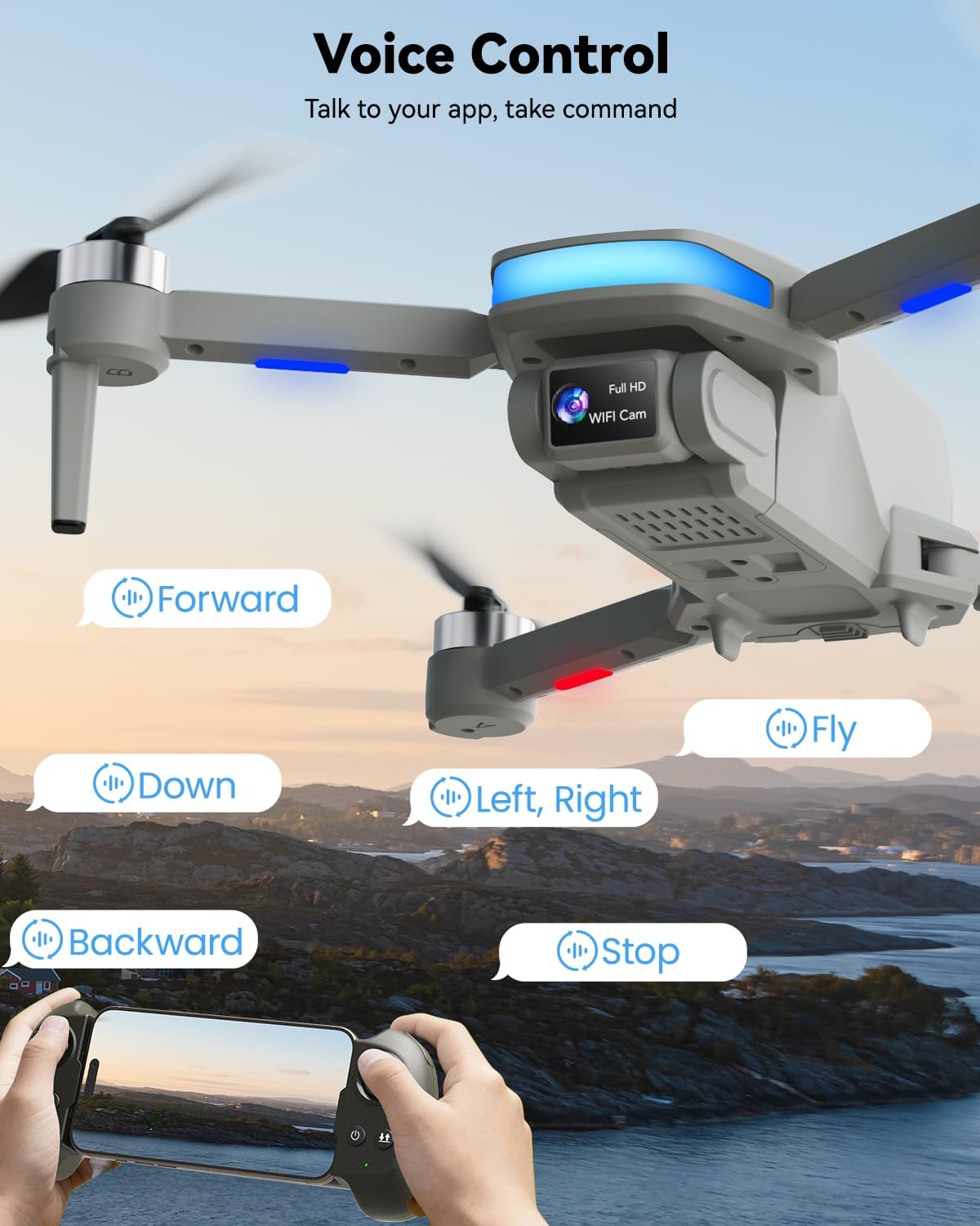 SIMREX Drone with Camera for Adults 4K, Brushless Motor Drones for Kids Beginners,FPV Foldable, Optical Flow & Altitude Hold, WiFi Live Video, Gesture/Voice Controlt,Toys Gifts for Teen Boys (Gray) - Image 5