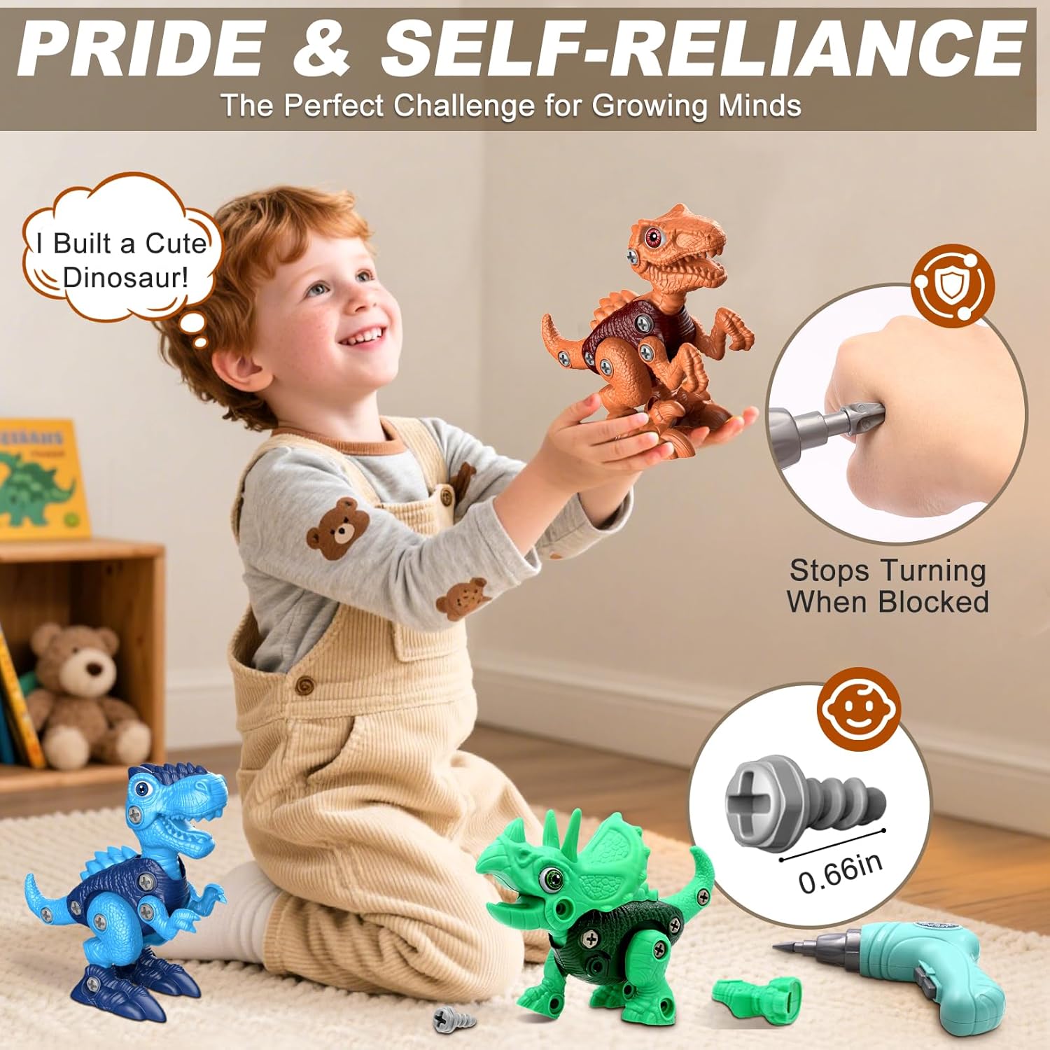 Laradola Dinosaur Toys for 3 4 5 6 7 8 Year Old Boys, Take Apart Dinosaur Toys for Kids 3-5 5-7 STEM Construction Building Kids Toy with Electric Drill, Party Christmas Birthday Gifts Boys Girls - Image 2