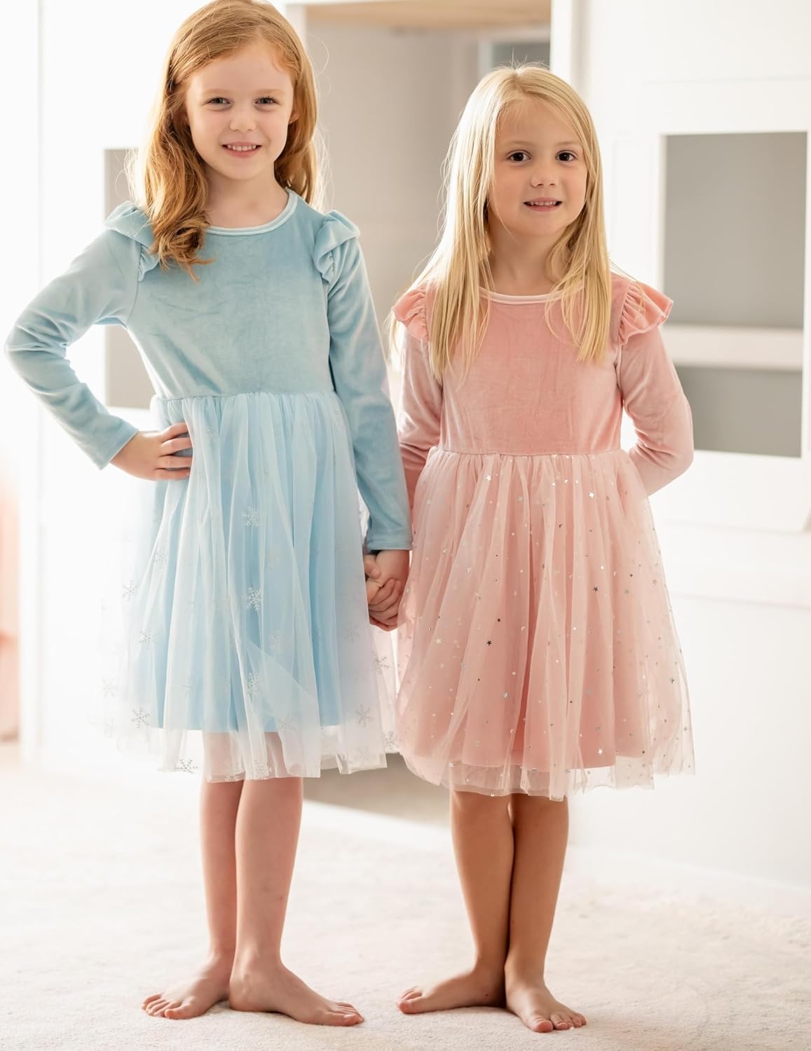 Arshiner Toddler Tutu Dresses Little Girls Velvet Tulle Fall Winter Long Sleeve Ruffle Holiday Party Dress 2-6Y - Image 6