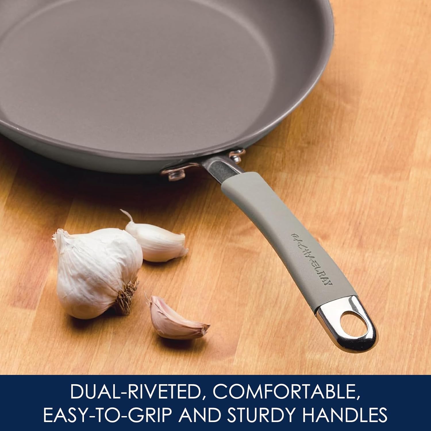 Rachael Ray - 16802 Rachael Ray Cucina Nonstick Cookware Pots and Pans Set, 12 Piece, Sea Salt Gray - Image 5