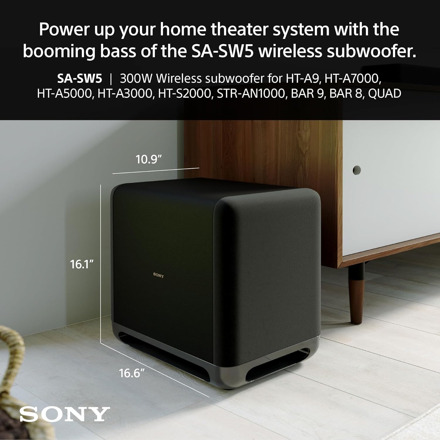 Sony SA-SW5 Wireless Subwoofer for BRAVIA THEATER (BAR 9, BAR 8, QUAD), HT-A9/A7000/A5000/A3000/S2000 and STR-AN1000 - Image 2