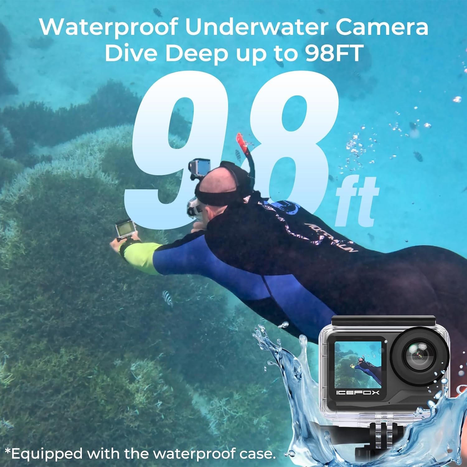 icefox i7 Action Camera 4K 60FPS 30MP with 2X 2150mAh Batteries, Underwater Camera with 5X Zoom, EIS, Powered by Snappro App,Support Video&Photo Editing,Waterproof, WiFi Remote Control - Image 4