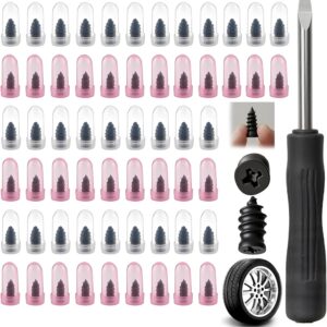 Tire Repair Rubber Nail Kit with 2 Sizes, Screw in Tire Plugs Rubber Screws, Tire Repair Screws for Tubeless Tires, Fast Emergency Tire Repair for Car Motorcycle Bike Truck (60 Pcs)