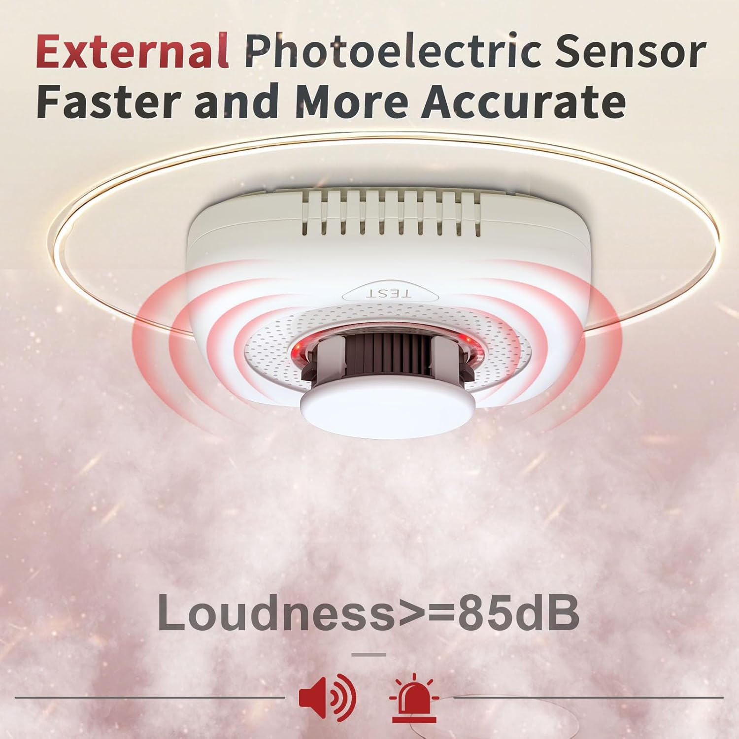 Smoke Detector, Fire Alarms Smoke Detectors, Smoke Alarm Battery Powered, Portable Smoke Detectors with LED Indicator, MY-S05, 1 Pack - Image 2