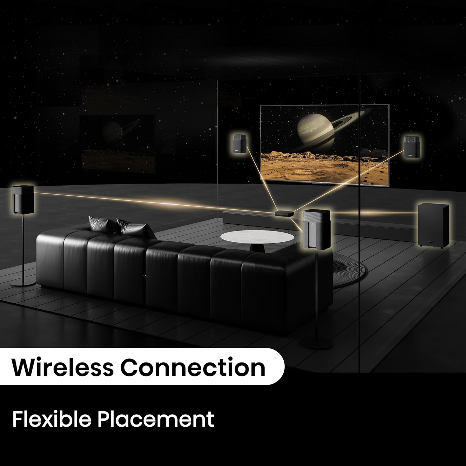 Hisense HT Saturn 4.1.2Ch Sound Bar with Wireless Subwoofer, Dolby Atmos, DTS:X, Bluetooth 5.3, EzPlay, 4K HDMI Pass Through, Roku TV Ready, HDMI/AUX/ARC/Optical/USB, 5 EQ Modes, Hi Concerto - Image 4