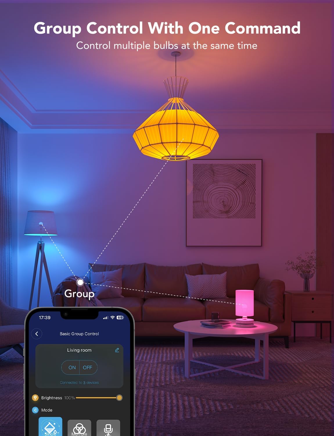 Govee Smart Light Bulbs, 1200 Lumens Dimmable BR30 Bulbs, RGBWW Color Changing Light Bulbs, WiFi & Bluetooth LED Bulbs, 16 Million Colors, Music Sync, Compatible with Alexa, Google Assistant, 6 Pack - Image 8