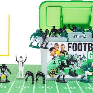 Kaskey Kids Football Guys, Green vs. Black, 30 Pieces in Each Set, Includes 2 Teams, Accessories, and Travel Storage Case, Nostalgic Sports Action Figures for Imaginative Play, Ages 3 and Up