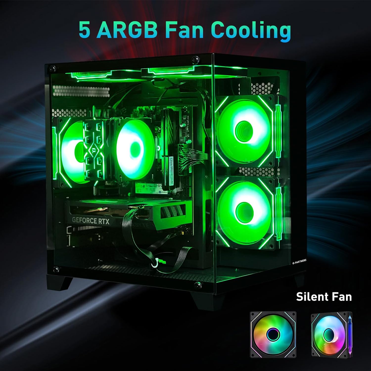 Gaming PC Desktop Core i5 14400F, RTX 5060 8G GDDR7 DLSS 4, 32GB DDR4 RAM 3200MHz,1TB NVMe PCIe4.0, Wi-Fi6E, 550W Bronze PSU,Prebuilt PC Tower for Office Gaming - Image 4