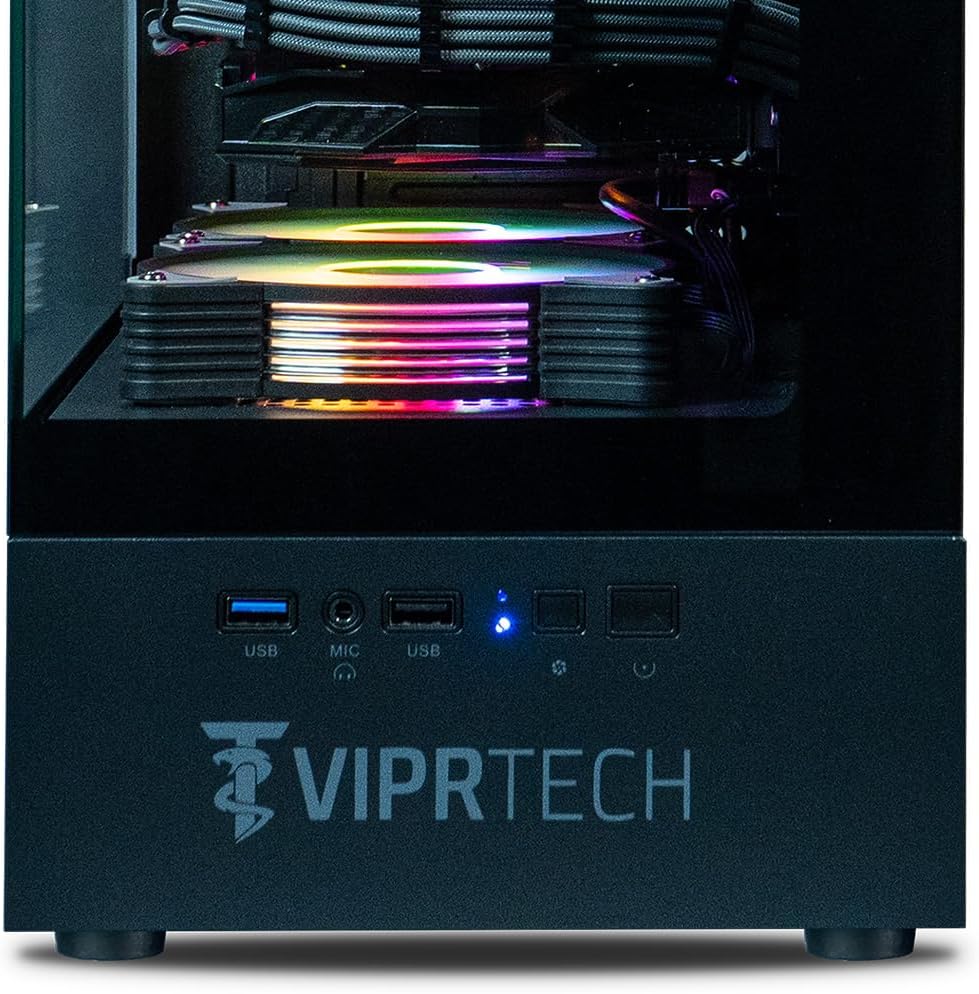 ViprTech Stryker 4.0 Liquid-Cooled PC - AMD Ryzen 7 (4.4GHz Turbo), RTX 5060 8GB, 16GB DDR4 3200, 1TB NVMe SSD, 700W PSU, WiFi BT, Win 11 Pro, RGB, Gaming Desktop Computer Prebuilt, Black - Image 5
