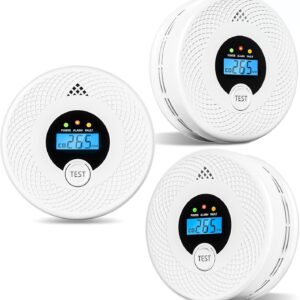 3-Pack Smoke Detector Carbon Monoxide Detector Combo 10 Year Battery, Test/Silence Button, Smoke Alarm and CO Detector for Any Room, Simple Setup