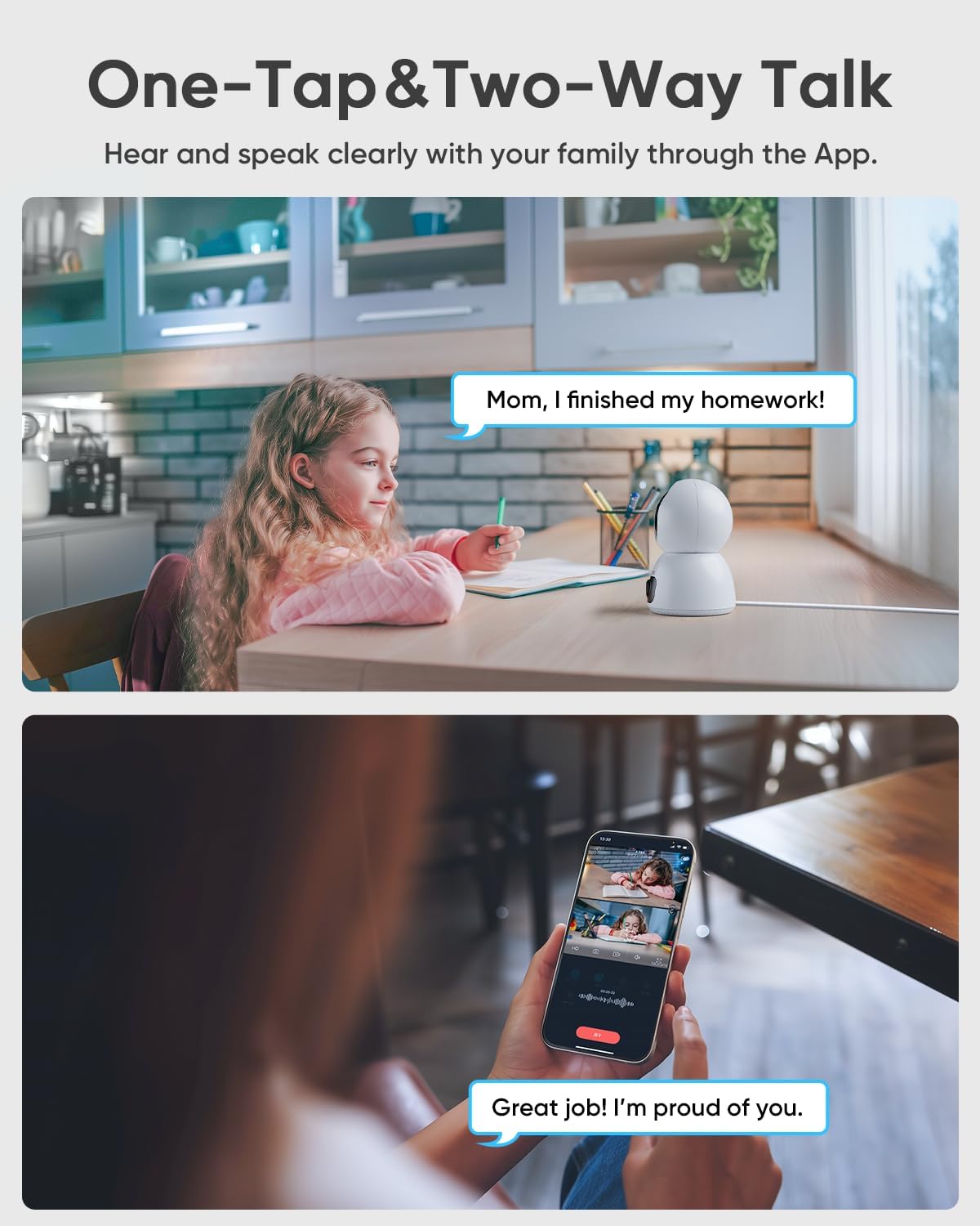 blurams 2K Dual-Lens Indoor Camera, 5G Pet Camera with Phone App, Split-Screen View, Free Human/Sound Detection, Motion Tracking, One-Touch Call, Night Vision, Dual-Band WiFi 6, Work with Alexa. 2Pack - Image 5