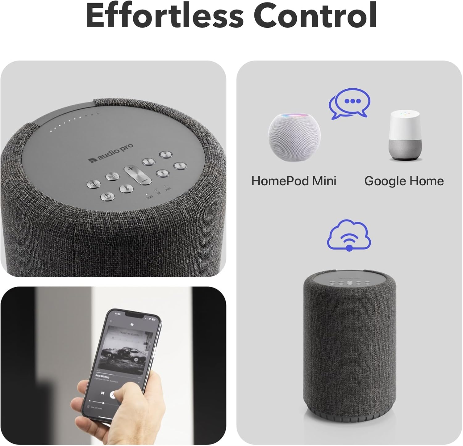 Audio Pro A10 MKII Wireless Multiroom Speaker, WiiM Edition | High Fidelity, Bluetooth, WiFi | Compatible with AirPlay 2, Google Cast, Siri, WiiM Home App, Stream Spotify, Tidal & More, Dark Gray - Image 6