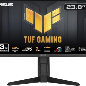ASUS TUF Gaming 24” (23.8” viewable) 1080P Monitor (VG249QL3A) – Full HD, 180Hz, 1ms, Fast IPS, ELMB, FreeSync Premium, G-SYNC Compatible, Speakers, DisplayPort, Height Adjustable, 3 Year Warranty
