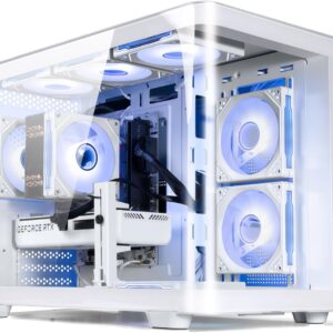 Pre Built Desktop Gaming PC DDR5 32GB, RTX 5060 8GB, Ryzen 7 8700F 8Cores 4.1G Up to 5G, 1TB NVMe SSD, WiFi 6 Tower Computer for Gamer, Home and Office White 4K VR 8K