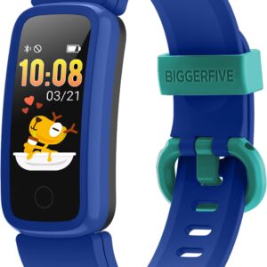 BIGGERFIVE Vigor Kids Fitness Tracker for Girls & Boys Ages 5-15, Kids Watch with IP68 Waterproof, Pedometer, Activity Tracker with Heart Rate & Sleep Monitor, Calorie & Step Counter Watch