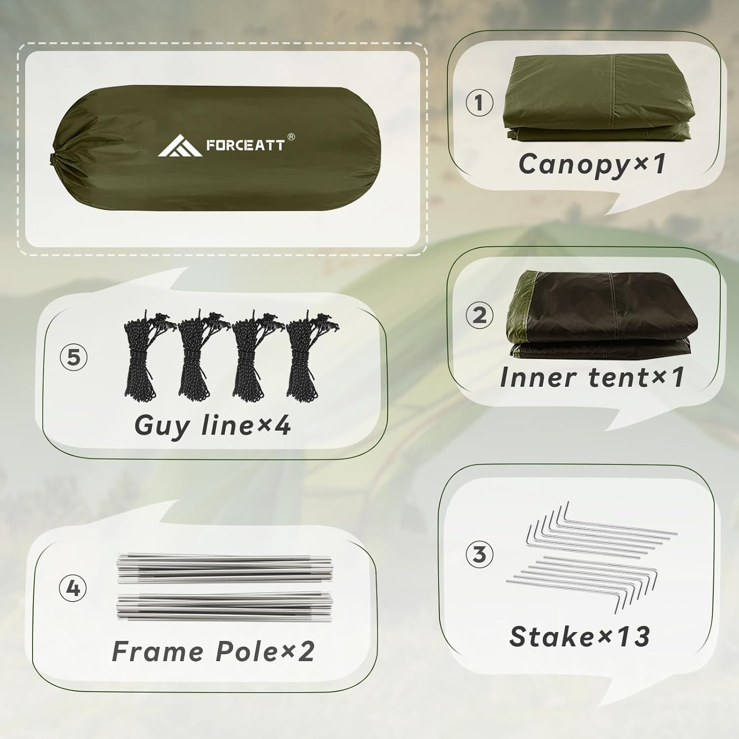 Forceatt Camping Tent 2/3/4 Person, Professional Waterproof & Windproof Lightweight Backpacking Tent Suitable for Outdoor,Hiking,Camping, Mountaineering and Travel - Image 5