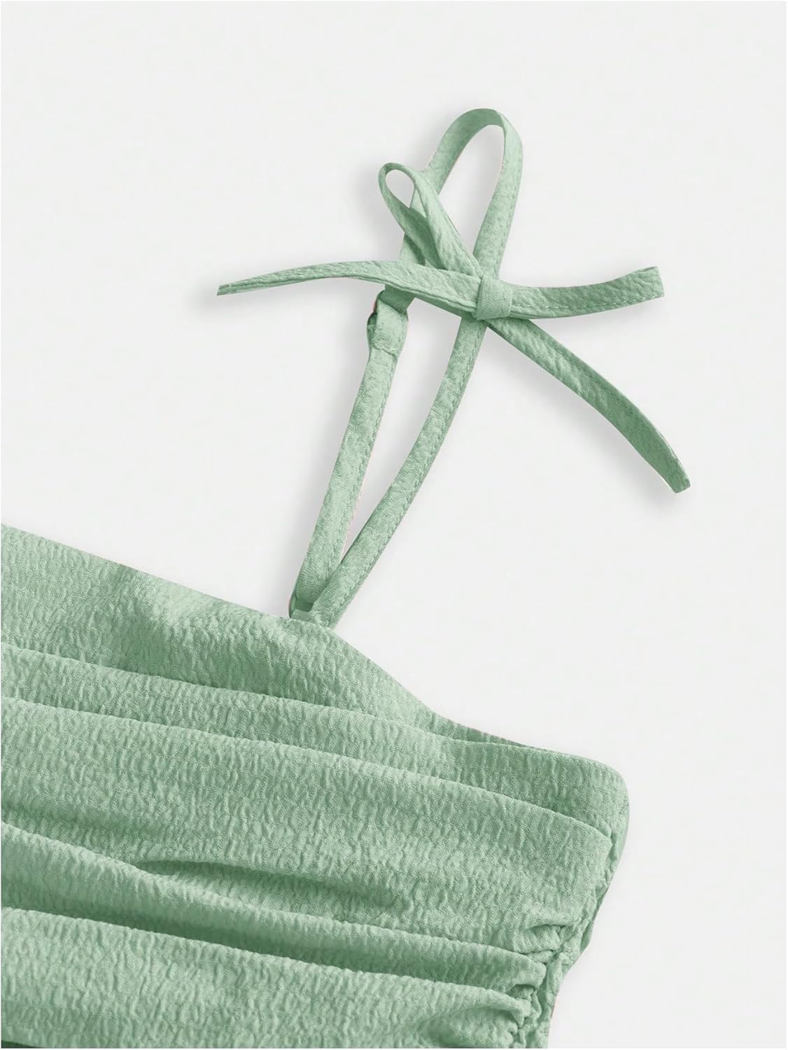 SHENHE Girl's Smocked Ruched A Line Swing Dress Layered Tie Shoulder Flowy Cami Short Dress - Image 3