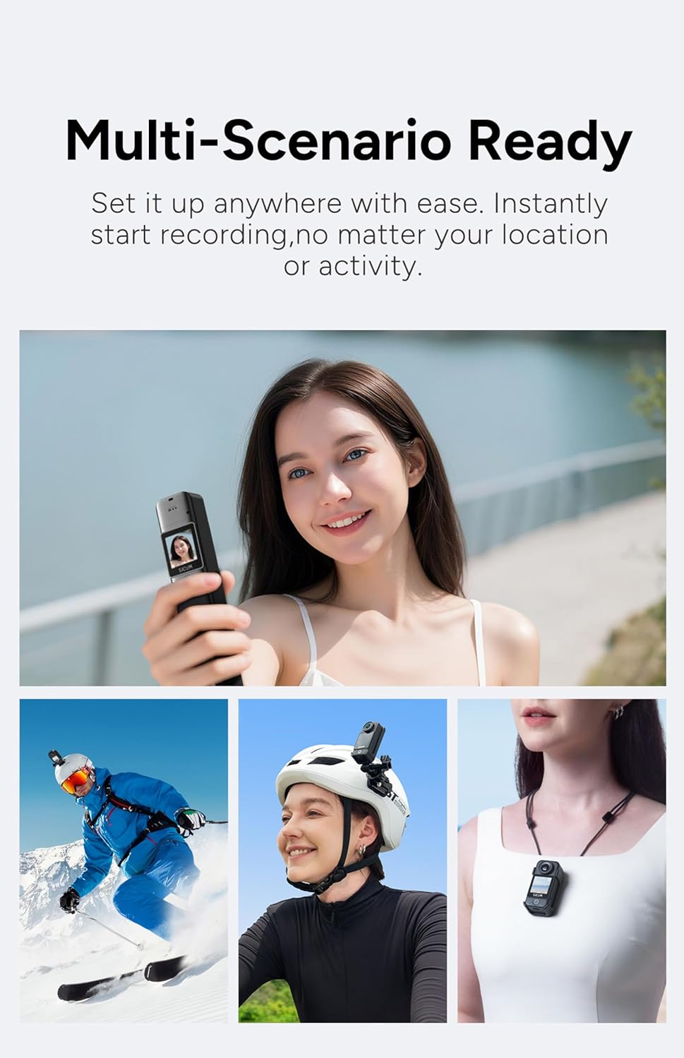 SJCAM C300 2IN1,4K Pocket Handheld Travel Camera,7Hour Power,154° Wide FOV Video Recording,6-Axis Stabilization,Dual-Touch Screen Body Camera,30M Waterproof,for YouTube Creators,Black 64G Card,Gifts - Image 3