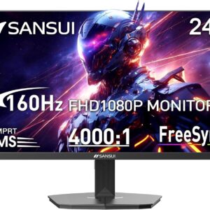 SANSUI 24 Inch Gaming Monitor 160Hz FHD 1080P Computer Monitor, FreeSync 1ms 4000:1 Contrast, HDMI DP Ports VESA Support Eye Care Monitor for Gaming Office (HDMI Cable Included ES-G24F4M)