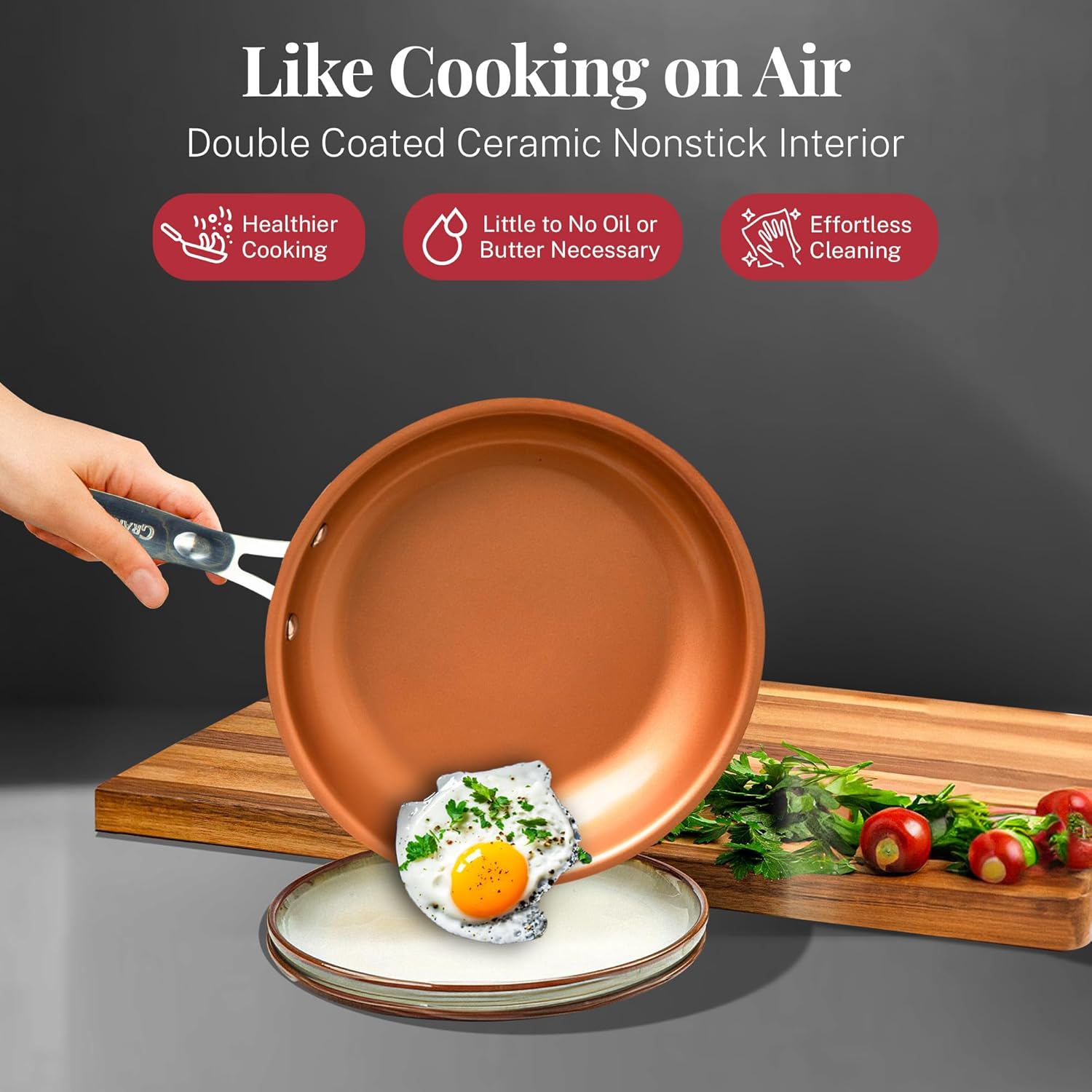 Gotham Steel 20 Pc Pots and Pans Set Nonstick Cookware + Bakeware Set, Complete Ceramic for Kitchen, Non Stick with Lids, Dishwasher / Oven Safe, Toxic - Red - Image 8