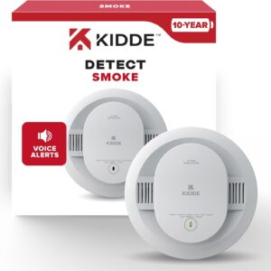 Kidde Smoke Detector, 10-Year Battery Powered, Voice Alerts, LED Warning Light Indicators, 20SD10-V