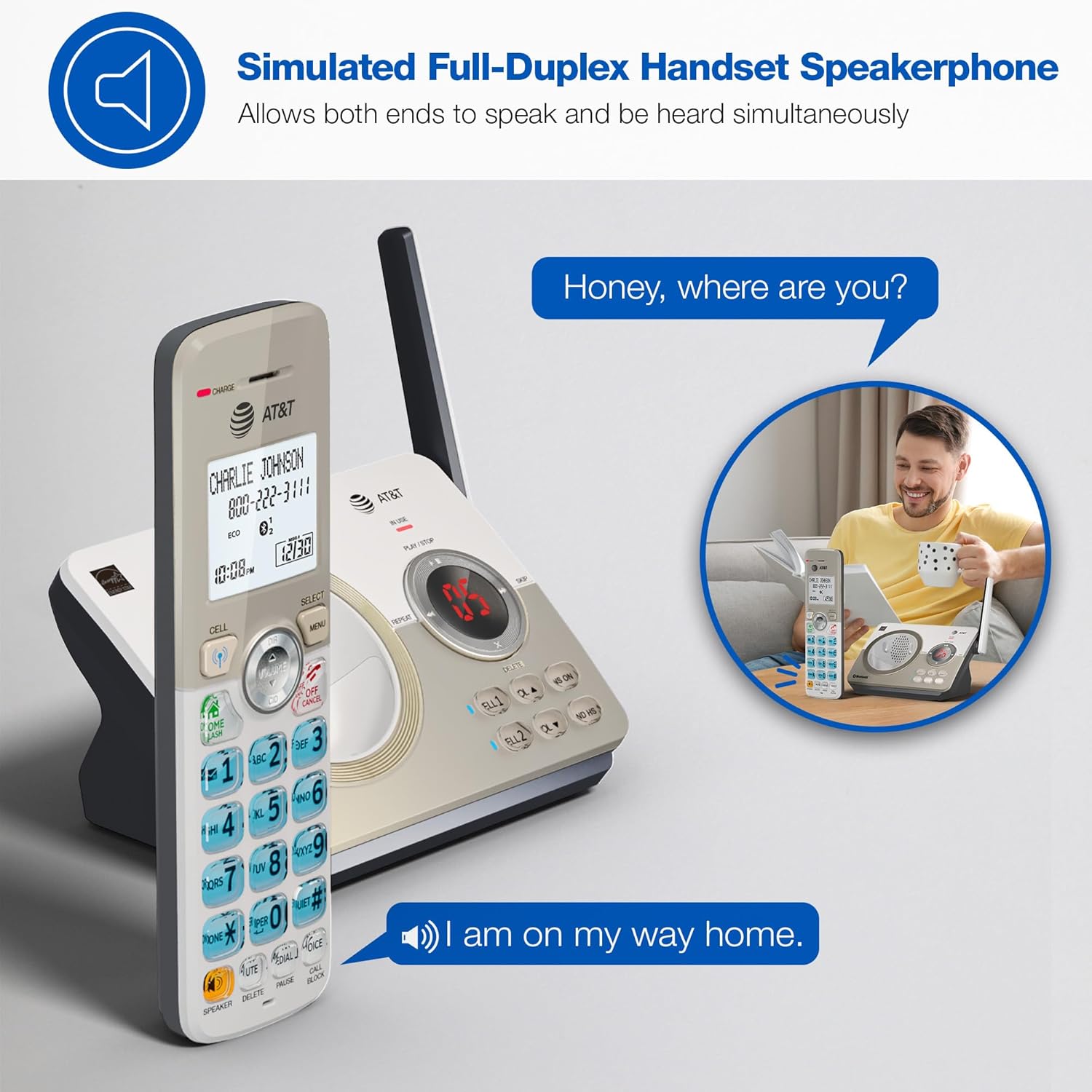 AT&T DL72319 DECT 6.0 3-Handset Cordless Phone for Home with Connect to Cell, Call Blocking, 1.8" Backlit Screen, Big Buttons, intercom, and Unsurpassed Range - Image 7