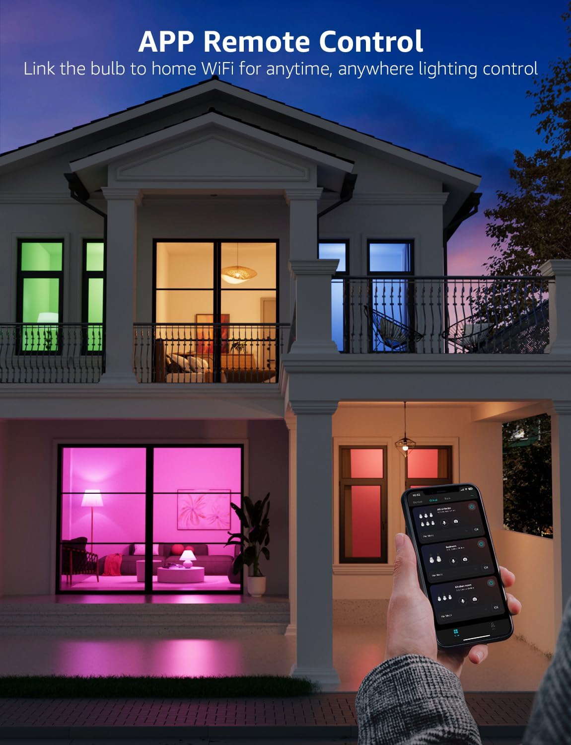 Lepro B2 AI Smart Light Bulbs - 1100LM WiFi & Bluetooth RGBWW Color Changing LED Bulb, Works with Alexa & Google Assistant, Personalized Al Lighting Designer, AI Voice Control, 2.4GHz Only, 2 Pack - Image 8