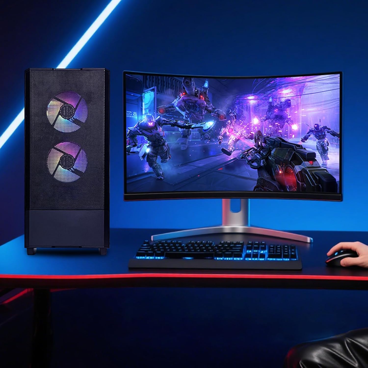 Gaming Desktop PC - AMD R5 9600X GeForce RTX 5060 8GB, 32GB DDR5 6000 RAM,1TB NVMe SSD,240mm Water Cooling&7 ARGB Fans, Prebuilt Gaming Computer - Image 5