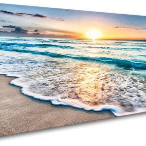 Baisuart S02250 Canvas Prints Wall Art Beach Sunset Ocean Waves Nature Pictures Stretched Canvas Wooden Framed for living Room Bedroom and Office