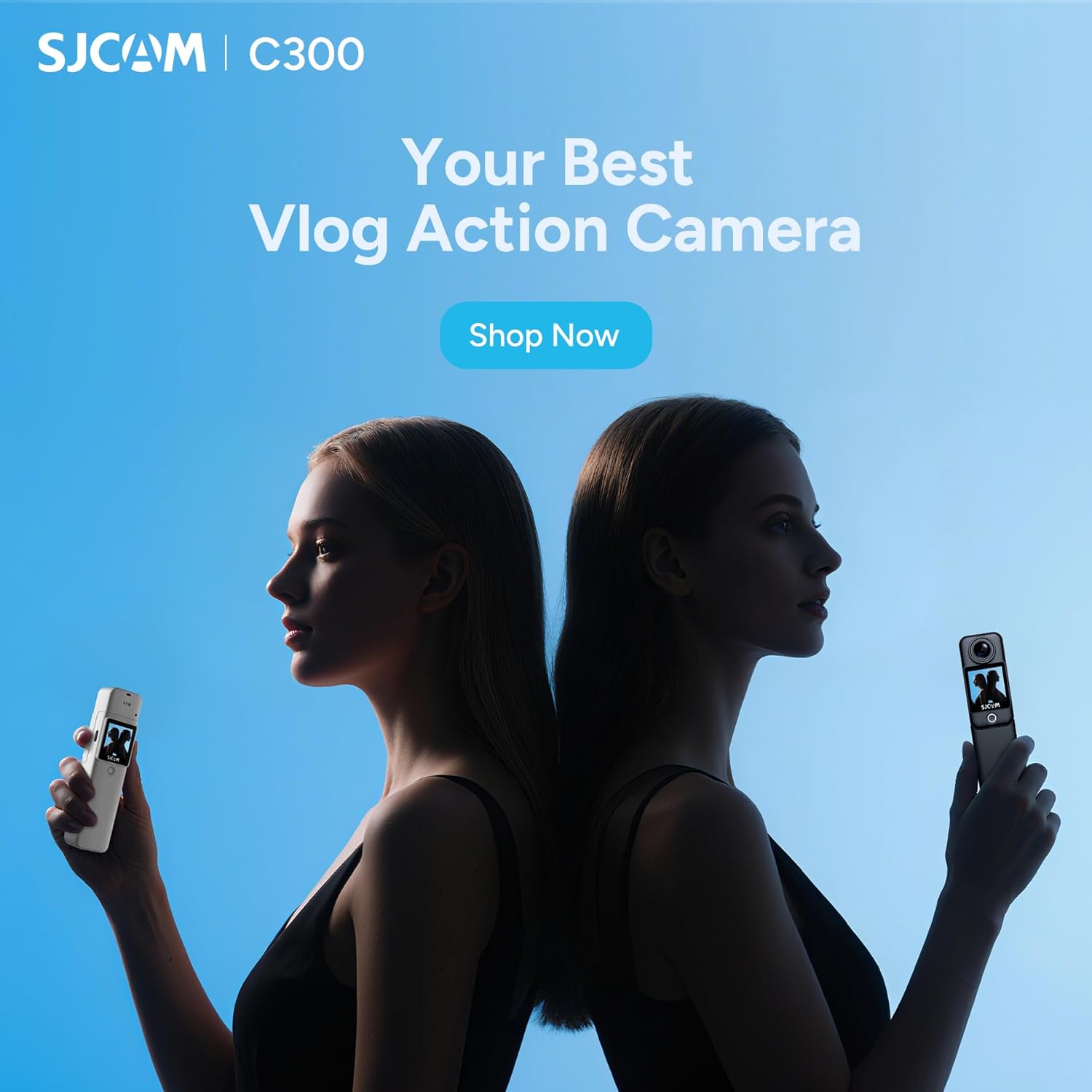 SJCAM C300 2IN1,4K Pocket Handheld Travel Camera,7Hour Power,154° Wide FOV Video Recording,6-Axis Stabilization,Dual-Touch Screen Body Camera,30M Waterproof,for YouTube Creators,Black 64G Card,Gifts - Image 7