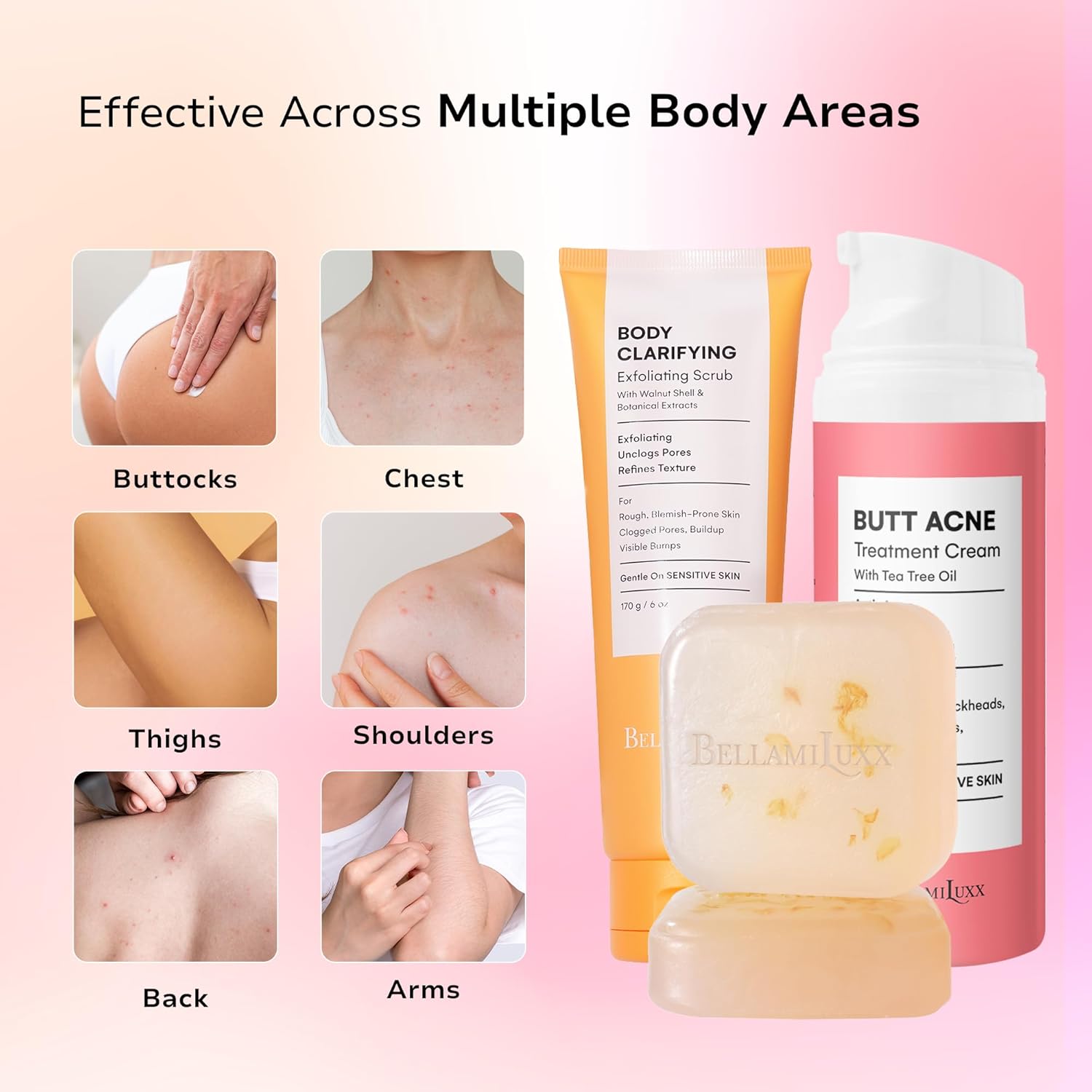 Butt Acne Treatment Set: Acne Soap Bar + Butt Treatment Lotion for Breakouts on Buttocks, Thighs, Back, Chest & Ingrown-Prone & Folliculitis-Prone Skin – Helps Reduce Body Breakouts - Image 5