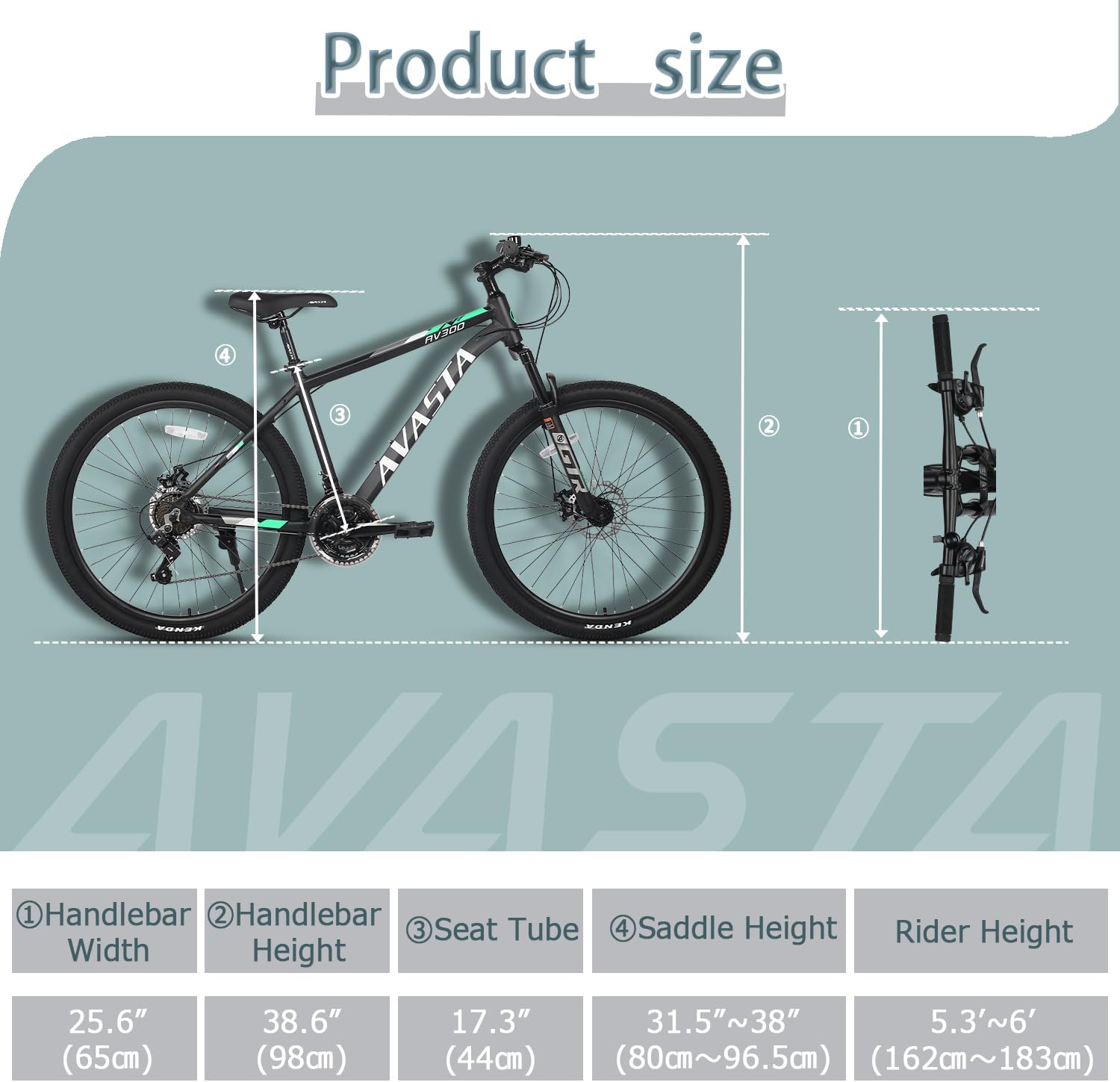 AVASTA AV300 26 27.5 inch Mountain Bike with 21-Speed,Aluminum Frame, Dual Disc Brake, Comfortable Saddle,Multiple Colors - Image 5