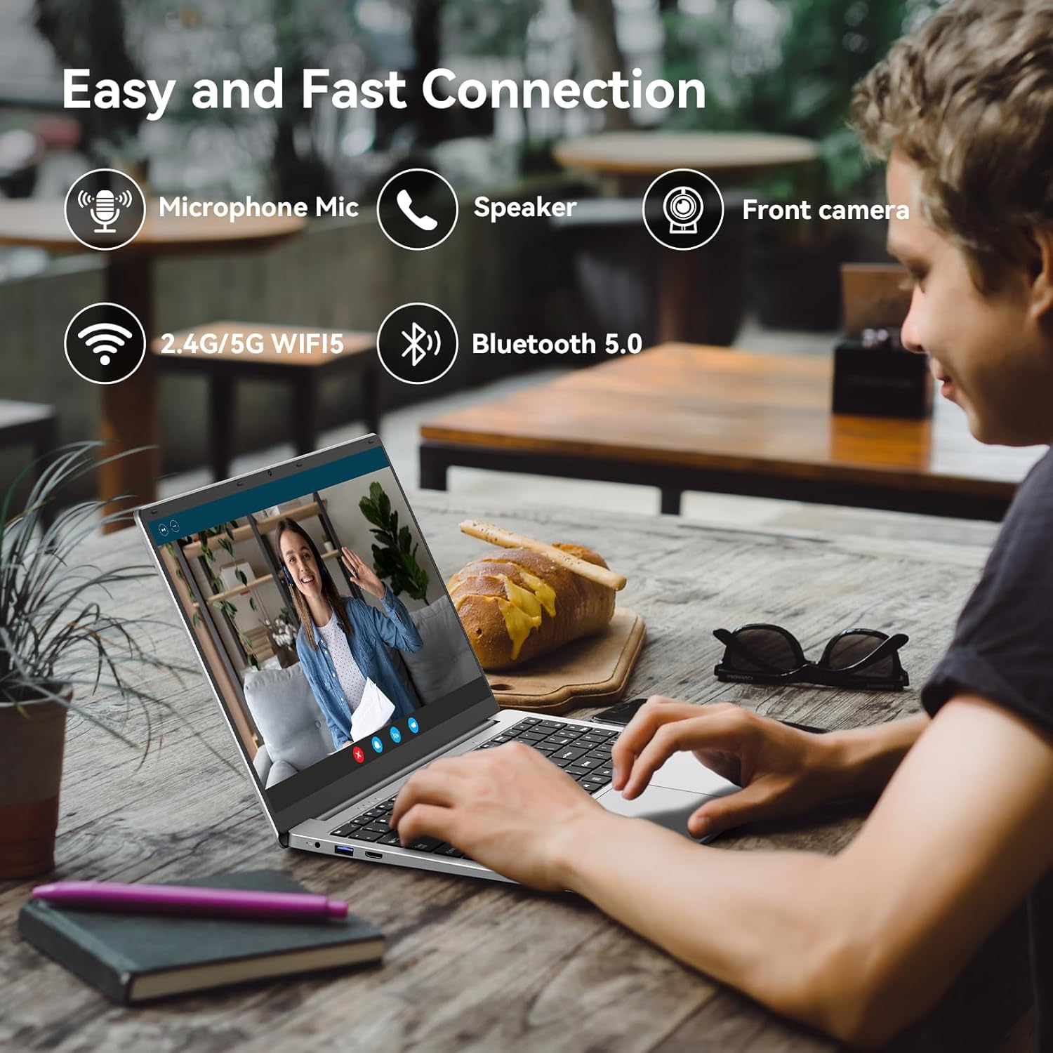 15.6" FHD Laptop, 12GB RAM 256GB SSD, Intel Celeron N4000, Win 11 Essential Laptop Computer for Student Online Class, Home, Netflix,Lightweight & Portable, Long Battery Life - Image 8