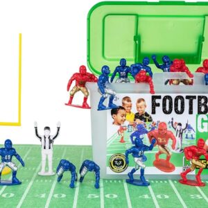 Kaskey Kids Football Guys, Red Gold vs. Blue Silver, 30 Pieces in Each Set, Includes 2 Teams, Accessories, and Travel Storage Case, Nostalgic Sports Action Figures for Imaginative Play, Ages 3 and Up