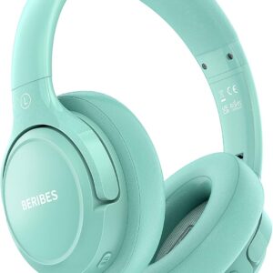 BERIBES Bluetooth Headphones Over Ear, 65H Playtime and 6 EQ Music Modes Wireless Headphones with Microphone, HiFi Stereo Foldable Lightweight Headsets, Deep Bass for Home Office Cellphone PC Ect.