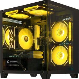 Gaming PC Desktop,Prebuilt Gaming Computer with,AMD Ryzen 7 5700X 3.4GHz,RTX5060 8GB GDDR7 DLSS4,32GB DDR4 RAM 3200MHz,1TB NVME SSD,ARGB Cooling Fan,Supports WiFi 6E/Bluetooth 5.2