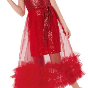 GRACE KARIN Girls Sequin Party Dress Formal Sparkly Pageant Tulle Maxi Teen Prom Halter Dresses for 7-14 Years