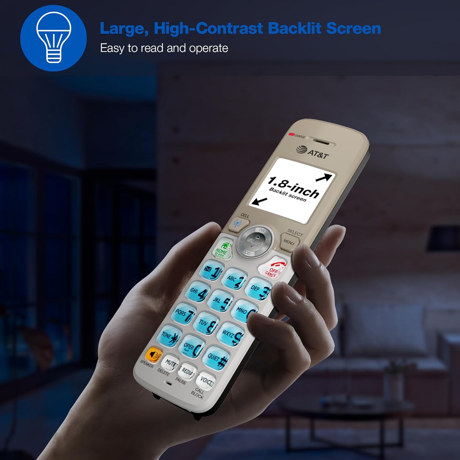 AT&T DL72319 DECT 6.0 3-Handset Cordless Phone for Home with Connect to Cell, Call Blocking, 1.8" Backlit Screen, Big Buttons, intercom, and Unsurpassed Range - Image 6