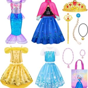 Meland Princess Dress Up for Girls – Dress Up Clothes for Girl Age 3-8 Year Old, Gift Idea for Birthday Christmas