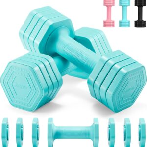 Adjustable Dumbbell Set, 4 in 1 Free Weights Dumbbells Set for Women, Weights for Women at Home, 2lb 3lb 4lb 5lb with TPU Soft Rubber Handle for Home Gym Exercise Training