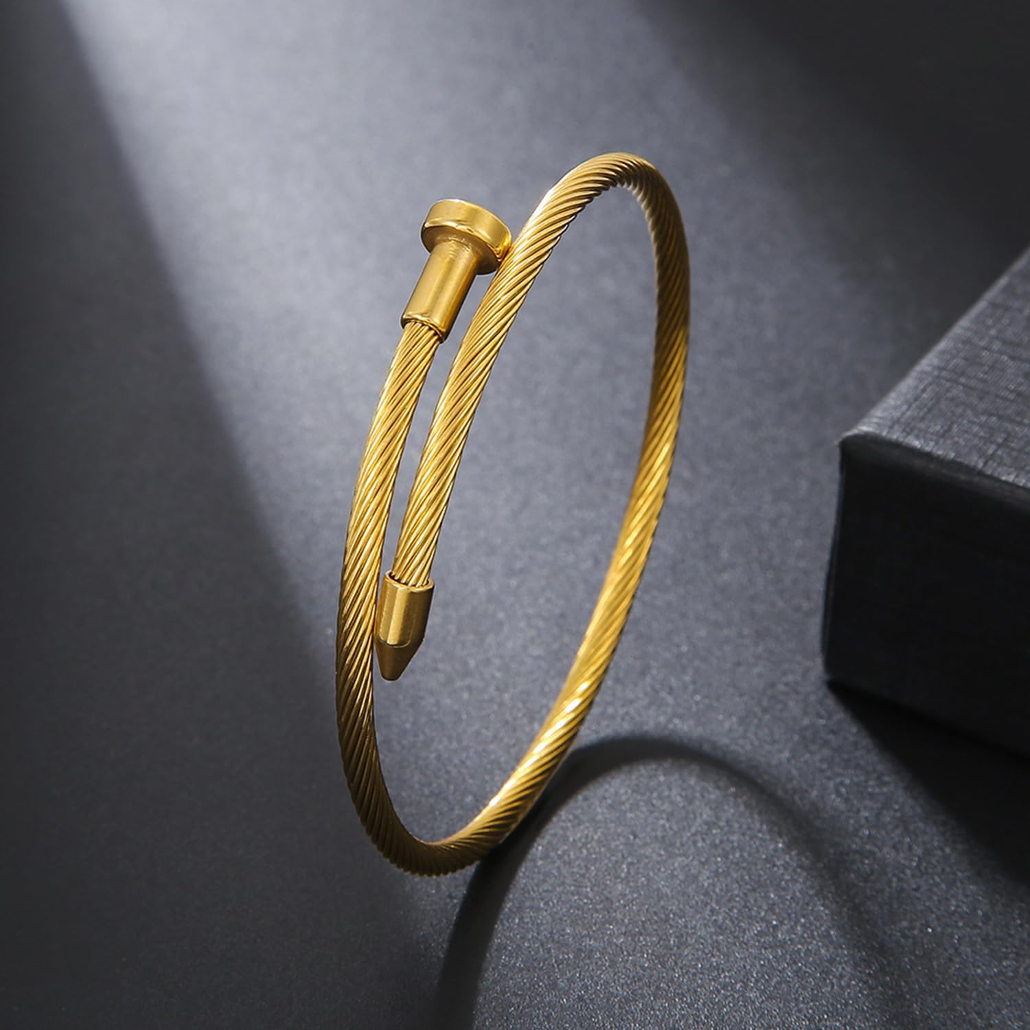 A D. ALLEN & DANMI. 18 K Gold Plated Love Bangle Bracelet Set Flexible Wide Wristband Bangle Bangle Set for Love - Image 3