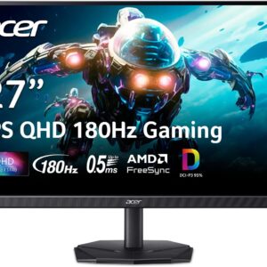 acer Nitro 27 Inch QHD 2560 x 1440 IPS Gaming Monitor | AMD FreeSync | Up to 180Hz Refresh | Up to 0.5ms | DCI-P3 95% | HDR 10 Support | One Display Port 1.2 & Two HDMI 2.0 | KG271U N3bmiipx