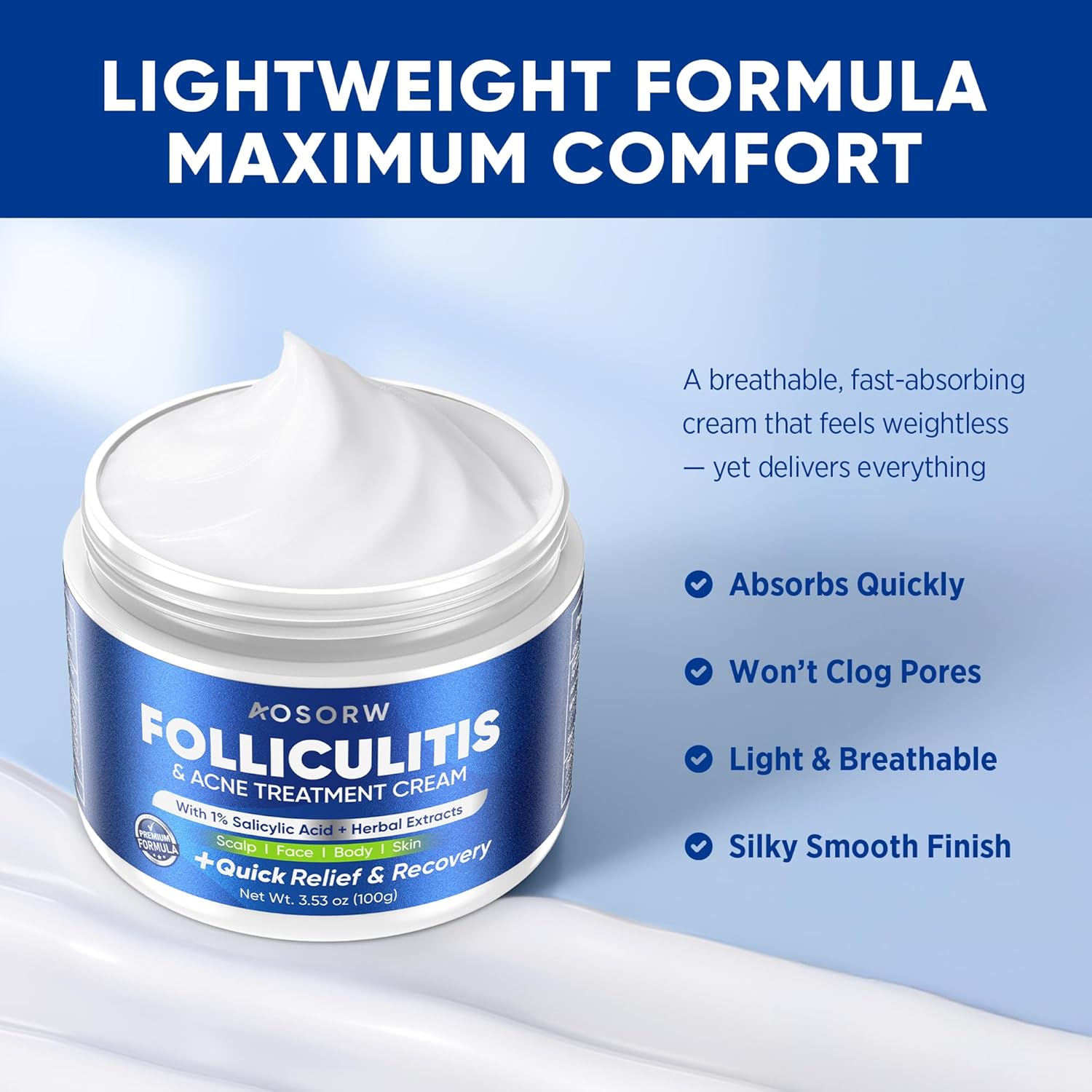 Folliculitis & Acne Treatment Cream – Salicylic Acid & Herbal Extracts for Scalp, Face, Body & Back – Soothes Irritated Skin, Redness & Itch Relief – 100g (Pack of 1) - Image 6