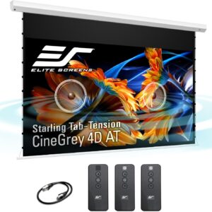 Elite Screens 110-Inch Motorized Projector Screen 16:9, CineGrey 4D at CLR/ALR, Acoustically Transparent, ISF Certified, Tab-Tensioned Electric Drop Down for Home Theater, STT110XHD4AT-E12