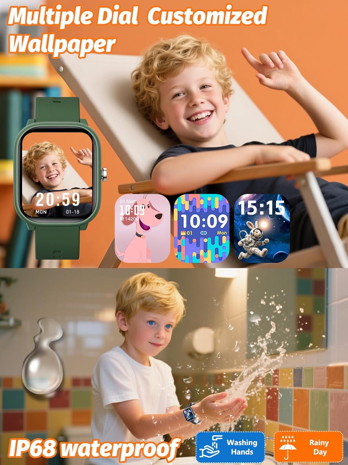 Kids Smart Watch for Boys Girls, Fitness Tracker with Heart Rate Sleep Monitor, 1.83" Touchscreen with 12 Puzzle Games, Waterproof Activity Tracker Pedometer for Android iPhone (Black) - Image 6