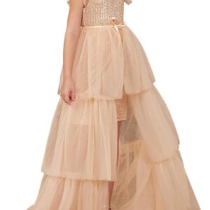 GRACE KARIN Girls Sequin Dress Formal Pageant Sparkle Party Ruffle Prom Maxi Dress Size 5-14Y