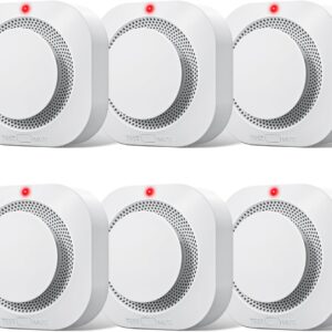 Smoke Alarm Fire Detector,Battery Operated Photoelectric Smoke Detector with Test Button and Low Battery Warning, Fire Alarms Smoke Detectors for Home, 6 Pack