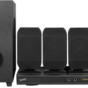 Supersonic SC-38HT 5.1 Surround Channel DVD Home Theater System with DVD/CD Support, Karaoke Mic Jacks, USB Input, FM Radio, 75W Speaker Output, Multi-Language Support, and Remote Control!