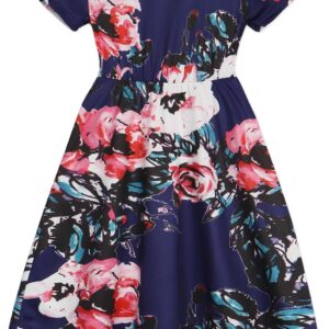 Benylion Tween Girls Dresses for Holiday Playwear Casual Boho Floral Print Junior Dresses for Teen Girls Maxi Dress