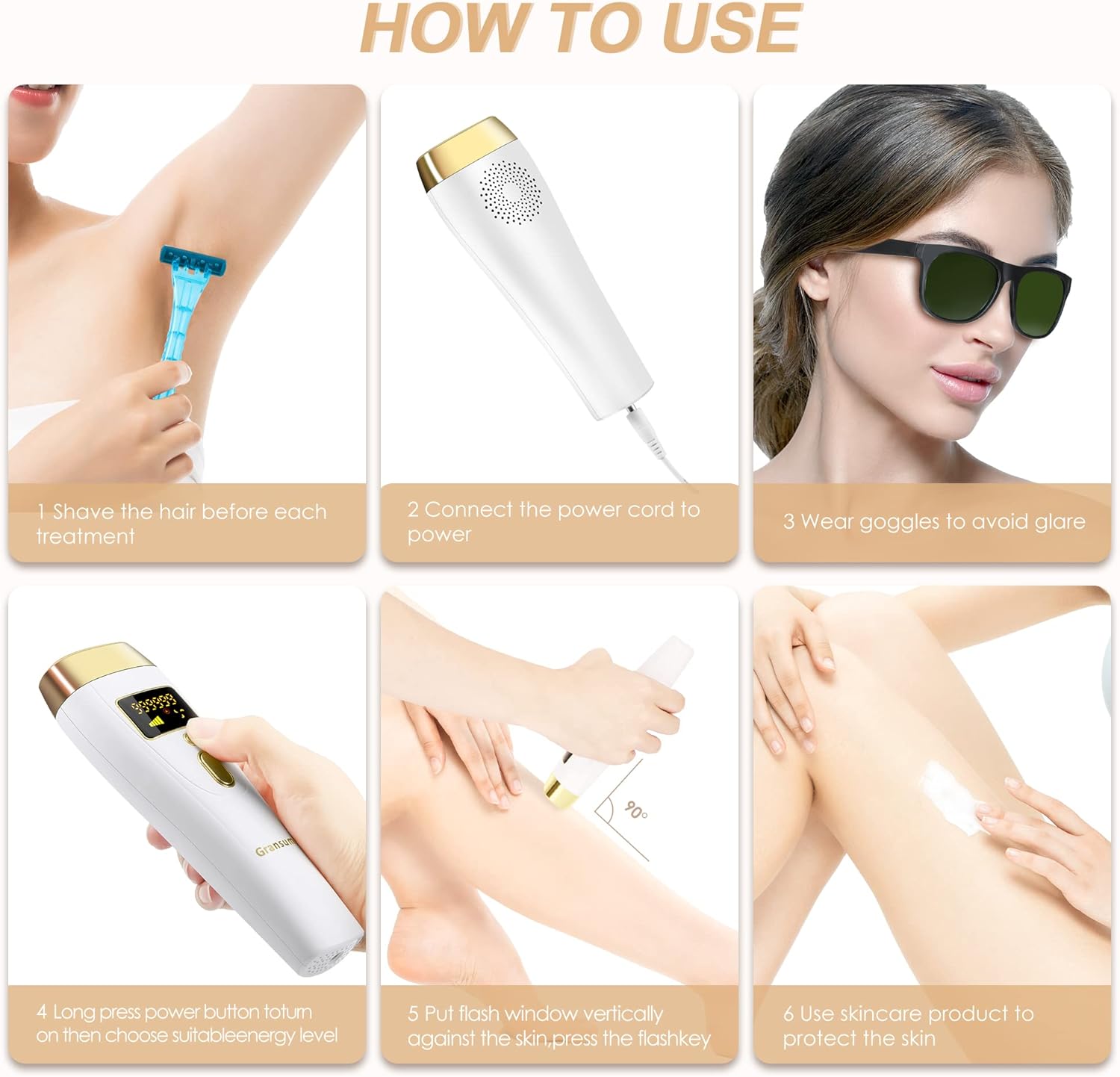 IPL Laser Hair Removal Device for Women & Men - at-Home Painless Ultra-Fast Flash Hair Remover, 86% Hair Reduction in 4 Weeks, High Energy & 5 Modes, 8 Mins Full Body & Bikini Line & More - Image 8